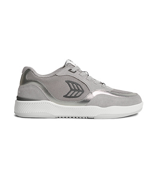 Dámské volnočasové boty Cariuma UBA Light Grey Suede and Mesh Charcoal Grey Logo Silver Accents Snea