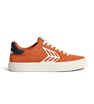 Dámské volnočasové boty Cariuma CATIBA PRO 2.0 Burnt Orange Suede and Cordura Ivory Logo Navy Sneake