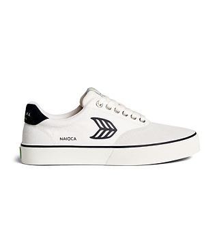 Dámské volnočasové boty Cariuma NAIOCA PRO Vintage White Suede Off-White Canvas Black Logo Sneaker
