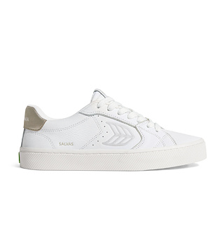 Pánské volnočasové boty Cariuma SALVAS White Premium Leather Ice Logo Metallic Gold Sneaker