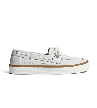 Pánské volnočasové boty Cariuma Mare Boat Shoe White Premium Leather