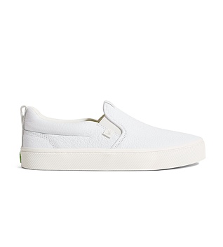 Pánské volnočasové boty Cariuma SLIP-ON White Premium Leather Sneaker