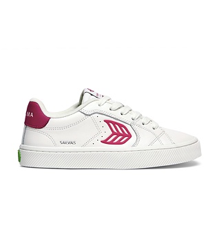 Pánské volnočasové boty Cariuma SALVAS White Leather Jazzy Pink Logo Sneaker
