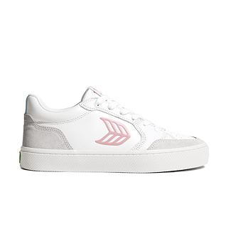 Pánské volnočasové boty Cariuma VALLELY White Leather Vintage White Suede Blush Pink Logo Sneaker