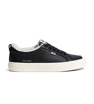 Pánské volnočasové boty Cariuma OCA Therma Low Black Premium Leather Sneaker
