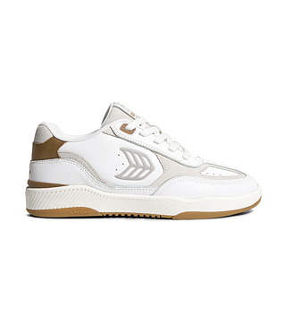 Pánské volnočasové boty Cariuma Skategoat C25 White Leather Silver Cloud Logo Camel Sneaker