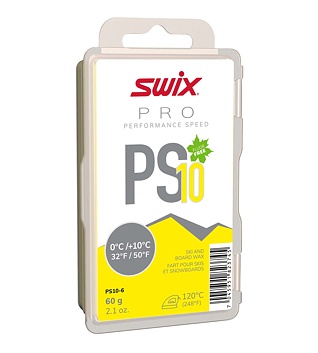 Skluzný vosk Swix PS10 Yellow 0°C/+10°C, 60g