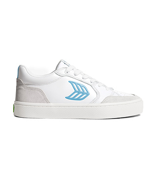 Pánské volnočasové boty Cariuma VALLELY White Leather Vintage White Suede Argentina Blue Logo Sneake