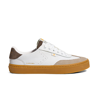 Pánské volnočasové boty Cariuma TOCA Gum White Premium Leather Plaza Taupe Suede Dark Khaki Sneaker