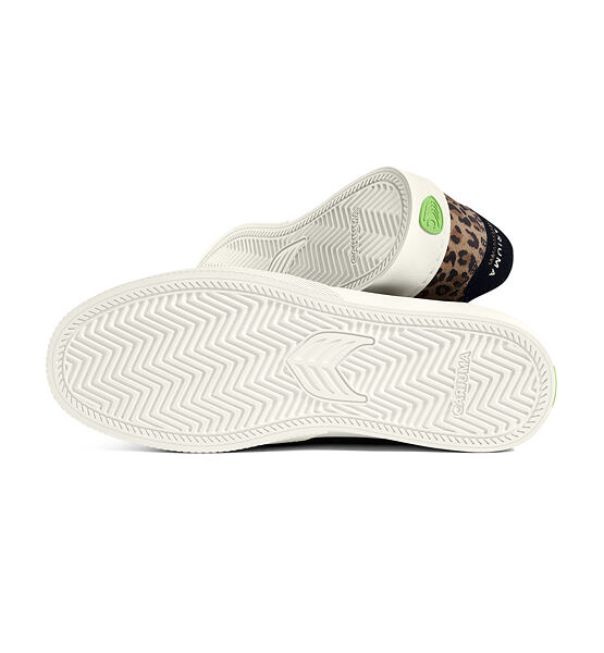 Dámské volnočasové boty Cariuma NAIOCA Leopard Print Suede Ivory Logo Sneaker