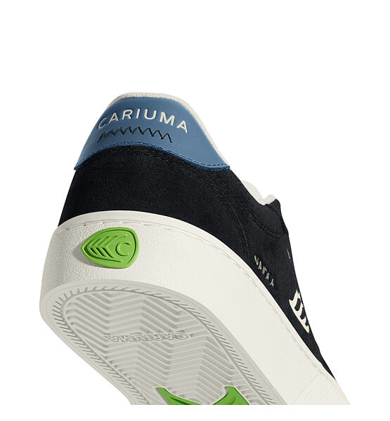 Pánské volnočasové boty Cariuma NAIOCA Black Suede Ivory Logo Washed Blue Sneaker