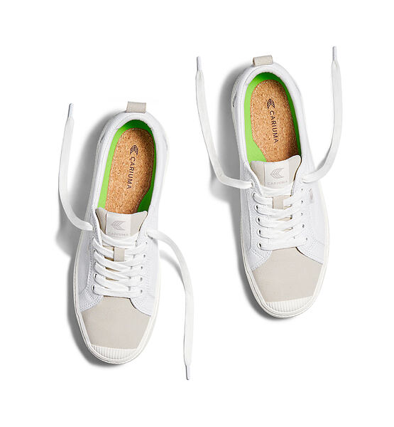 Pánské volnočasové boty Cariuma OCA Low White Premium Leather Vintage White Suede Sneaker