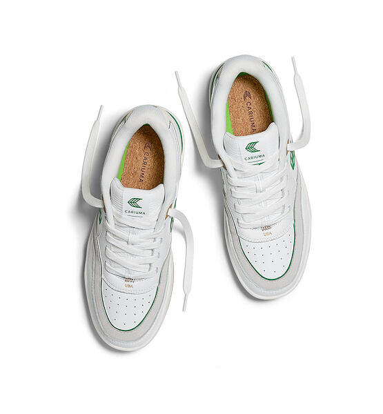 Dámské volnočasové boty Cariuma UBA Gum White Leather Green Logo Sneaker