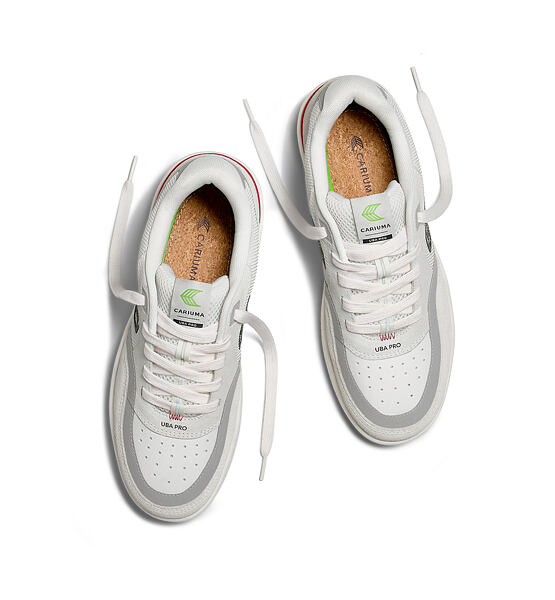 Dámské volnočasové boty Cariuma UBA PRO Smoke White Suede Off-White Mesh Black Logo Red Sneaker