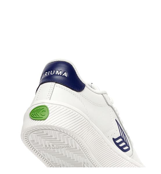 Dámské volnočasové boty Cariuma SALVAS White Leather Bright Navy Logo Sneaker