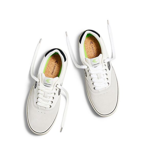 Dámské volnočasové boty Cariuma NAIOCA PRO Vintage White Suede Off-White Canvas Black Logo Sneaker