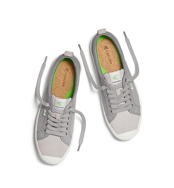 Dámské volnočasové boty Cariuma OCA Low Light Grey Canvas Vintage White Suede Sneaker