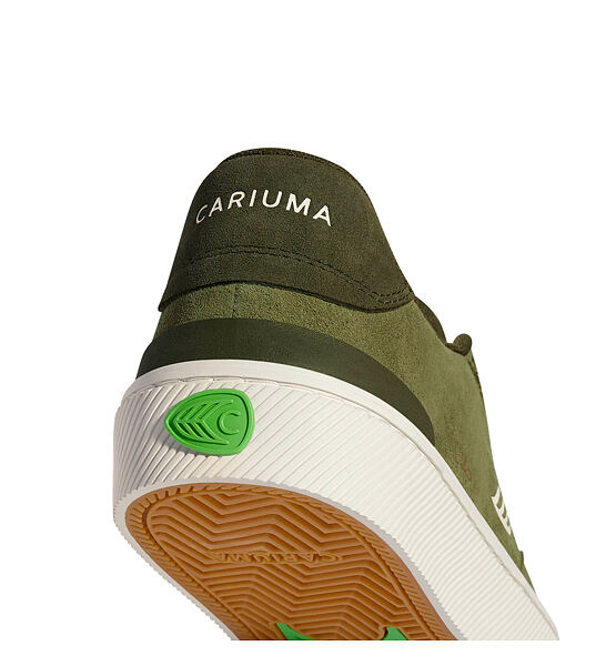 Pánské volnočasové boty Cariuma LUAN PRO Olive Green Suede Ivory Logo Burnt Olive Sneaker