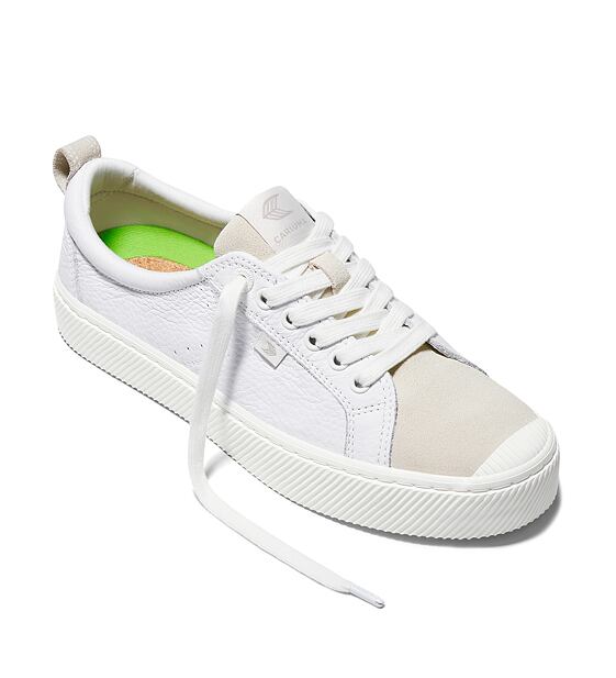 Pánské volnočasové boty Cariuma OCA Low White Premium Leather Vintage White Suede Sneaker
