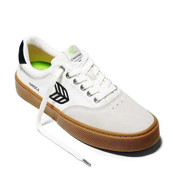 Dámské volnočasové boty Cariuma NAIOCA PRO Stripe Suede and Canvas Gum Vintage White