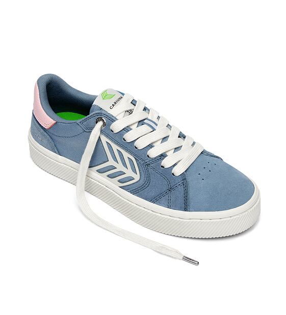 Dámské volnočasové boty Cariuma CATIBA PRO 2.0 Mirage Blue Suede and Cordura Ivory Logo Rose Sneaker