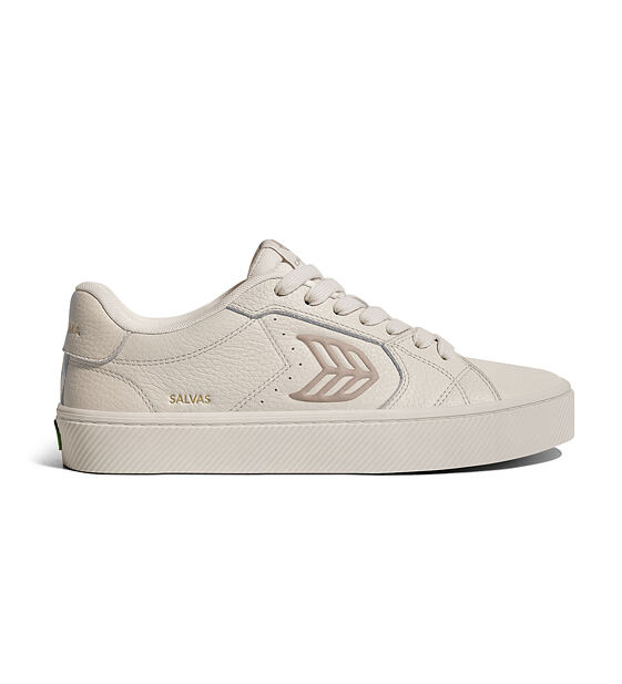 Pánské volnočasové boty Cariuma SALVAS All Almond Milk Premium Leather Plaza Taupe Logo Sneaker