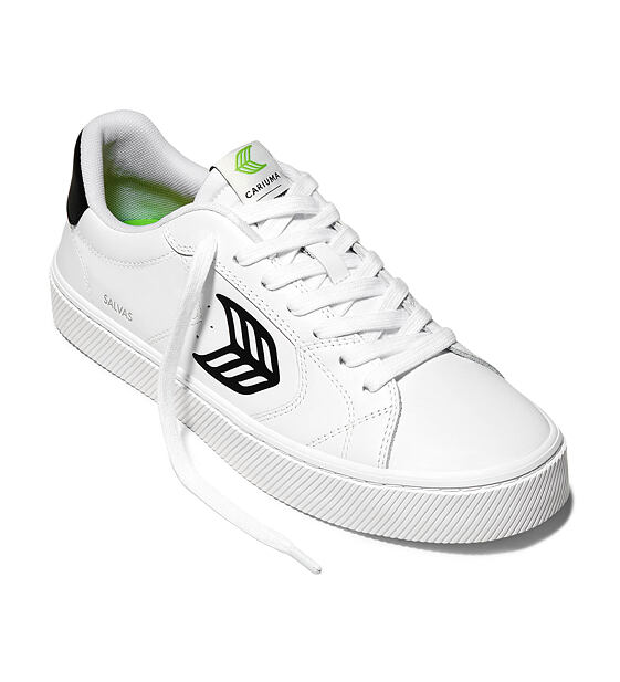 Dámské volnočasové boty Cariuma SALVAS White Leather Black Logo Sneaker