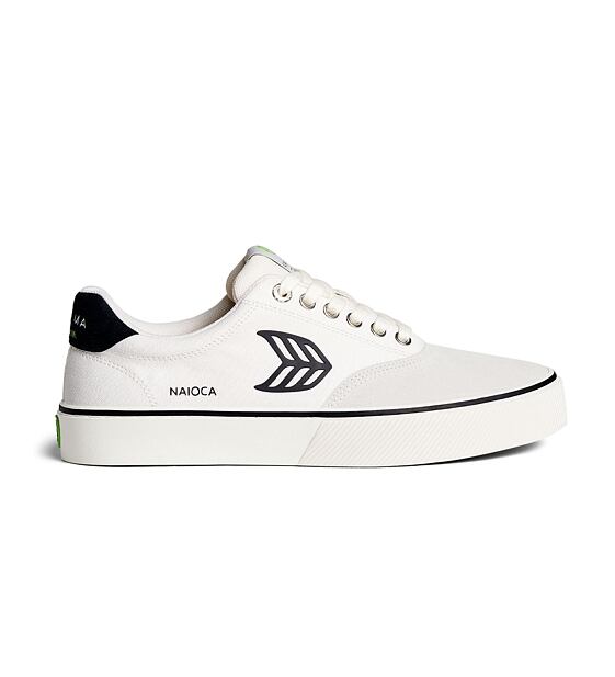 Dámské volnočasové boty Cariuma NAIOCA PRO Vintage White Suede Off-White Canvas Black Logo Sneaker