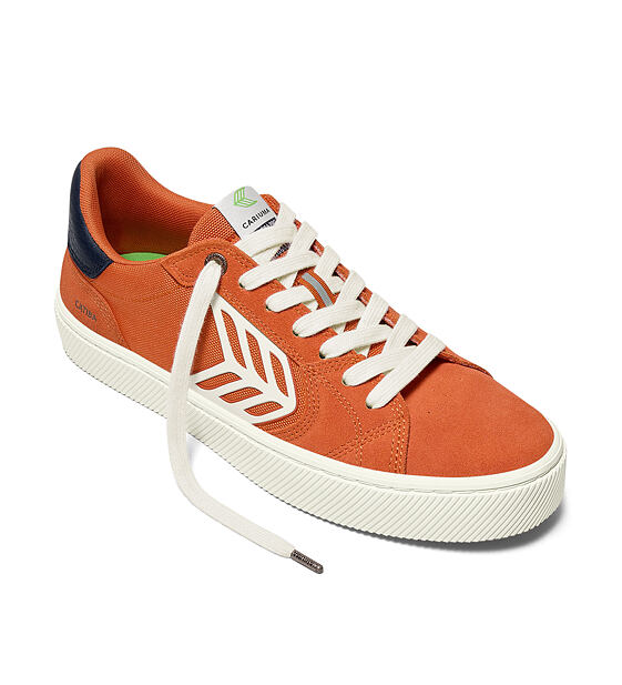 Dámské volnočasové boty Cariuma CATIBA PRO 2.0 Burnt Orange Suede and Cordura Ivory Logo Navy Sneake