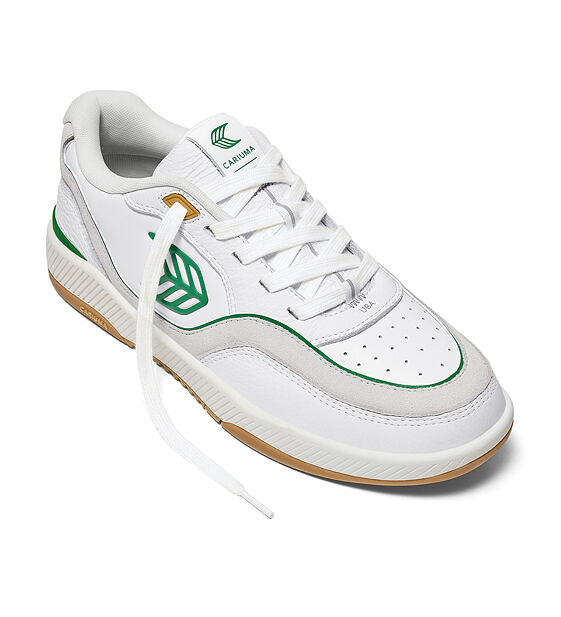 Dámské volnočasové boty Cariuma UBA Gum White Leather Green Logo Sneaker
