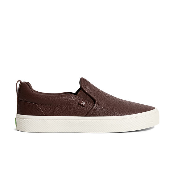 Pánské volnočasové boty Cariuma SLIP-ON Brown Premium Leather Sneaker