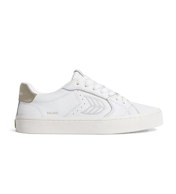 Pánské volnočasové boty Cariuma SALVAS White Premium Leather Ice Logo Metallic Gold Sneaker