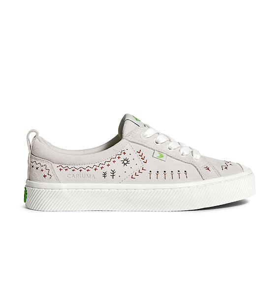 Pánské volnočasové boty Cariuma OCA Low Smoke White Suede Embroidered Sneaker