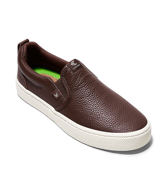 Pánské volnočasové boty Cariuma SLIP-ON Brown Premium Leather Sneaker