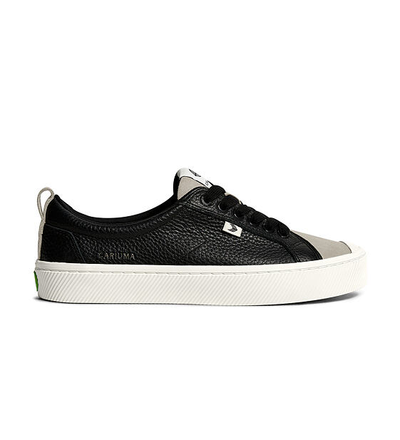 Dámské volnočasové boty Cariuma OCA Low Black Premium Leather Cloud Grey Suede Sneaker
