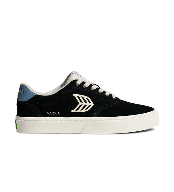 Pánské volnočasové boty Cariuma NAIOCA Black Suede Ivory Logo Washed Blue Sneaker