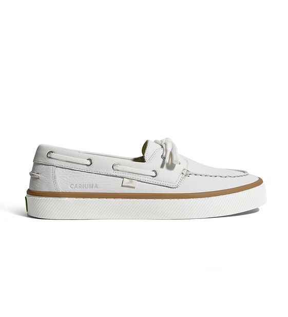 Pánské volnočasové boty Cariuma Mare Boat Shoe White Premium Leather