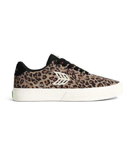Dámské volnočasové boty Cariuma NAIOCA Leopard Print Suede Ivory Logo Sneaker