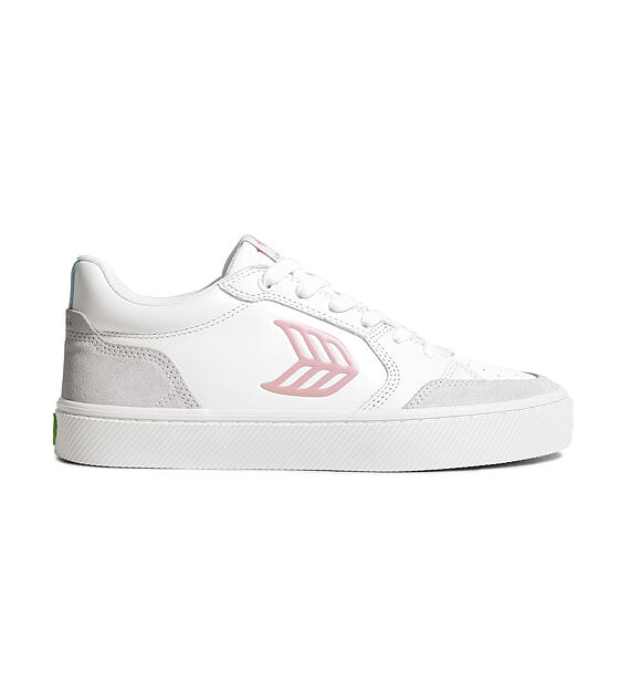 Pánské volnočasové boty Cariuma VALLELY White Leather Vintage White Suede Blush Pink Logo Sneaker