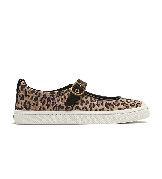 Dámské volnočasové boty Cariuma OCA Mary Jane Leopard Print Suede Sneaker