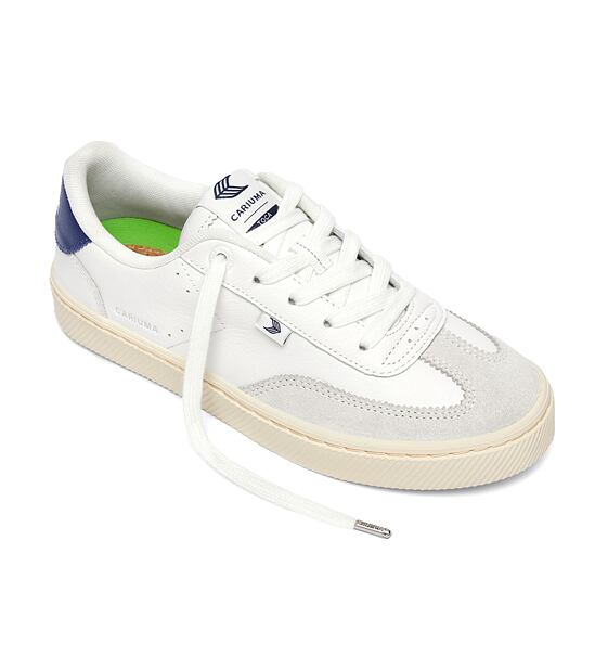 Dámské volnočasové boty Cariuma TOCA White Diamond Leather Smoke White Suede Blue Accents Sneaker