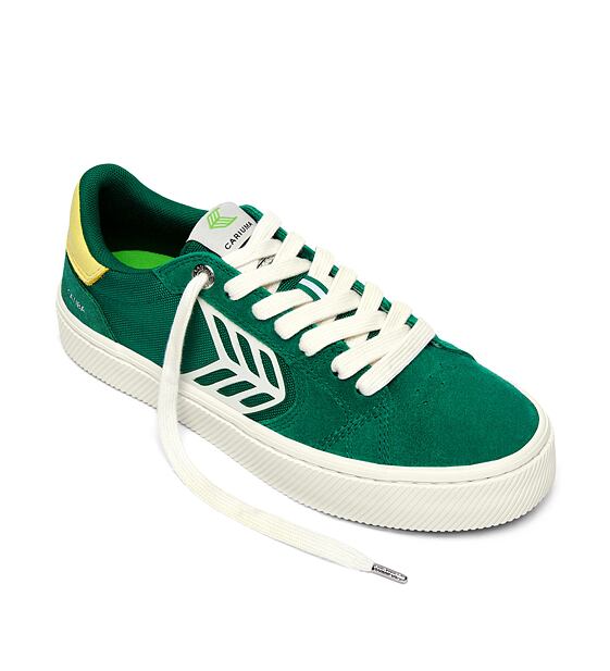 Pánské volnočasové boty Cariuma CATIBA PRO 2.0 Forest Green Suede and Cordura Ivory Logo Lemonade Sn